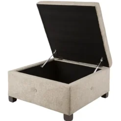 Benches & Ottomans-Kirkland's Home Lila Tufted Sand Storage Ottoman Tan