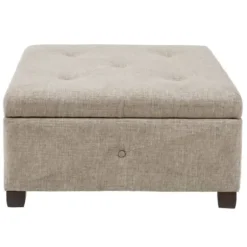 Benches & Ottomans-Kirkland's Home Lila Tufted Sand Storage Ottoman Tan