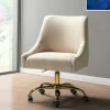 Office Furniture-Kirkland's Home Lili Cream Golden Office Chair Ivory
