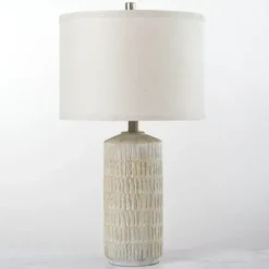 Table Lamps-Kirkland's Home Line Textured Whitewash Table Lamp Ivory