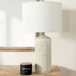 Table Lamps-Kirkland's Home Line Textured Whitewash Table Lamp Ivory