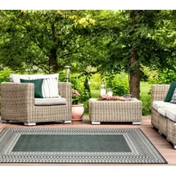 Outdoor Rugs-Kirkland's Home Linear Macy Indoor/Outdoor Area Rug, 6X9 Green