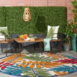 Outdoor Rugs-Kirkland's Home Linear Sundry Outdoor Area Rug, 6X9 Gray