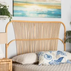 Beds & Headboards-Kirkland's Home Linear Weave Rat Queen Headboard Tan