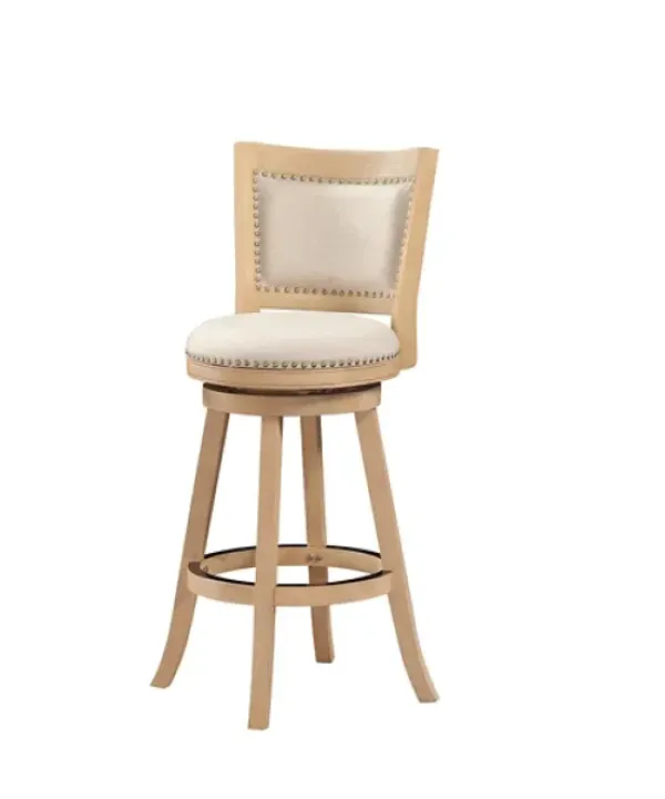 Bar Stools & Counter Height Stools-Kirkland's Home Linen And Driftwood Nailhead Swivel Bar Stool Brown