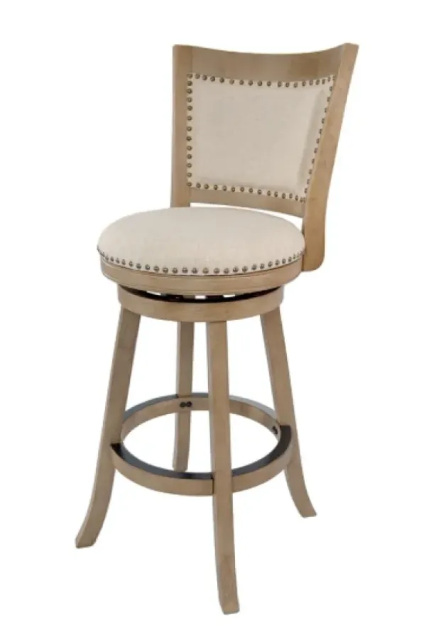 Bar Stools & Counter Height Stools-Kirkland's Home Linen And Driftwood Nailhead Swivel Bar Stool Brown