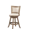 Bar Stools & Counter Height Stools-Kirkland's Home Linen And Driftwood Nailhead Swivel Counter Stool Ivory