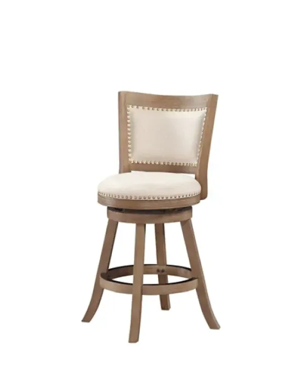 Bar Stools & Counter Height Stools-Kirkland's Home Linen And Driftwood Nailhead Swivel Counter Stool Ivory
