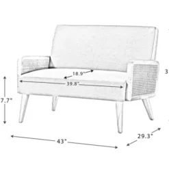 Sofas & Loveseats-Kirkland's Home Linen And Rattan Loveseat Ivory