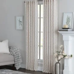 Curtains & Drapes-Kirkland's Home Linen Braided Top Curtain Panel Set, 84 In. White
