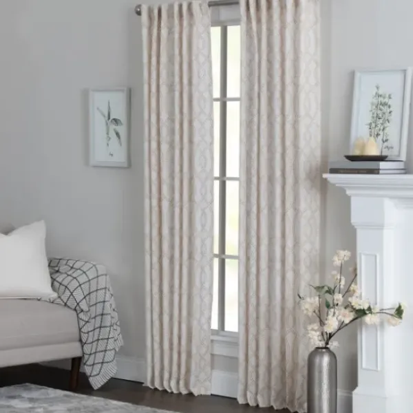 Curtains & Drapes-Kirkland's Home Linen Braided Top Curtain Panel Set, 84 In. White