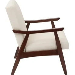 Accent Chairs-Kirkland's Home Linen Mid-Century Desmond Accent Chair White