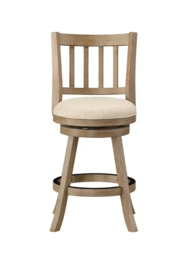 Bar Stools & Counter Height Stools-Kirkland's Home Linen Slat Back Swivel Counter Stool Ivory