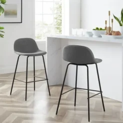 Bar Stools & Counter Height Stools-Kirkland's Home Linen Slope Seat Counter Stools, Set Of 2 Gray
