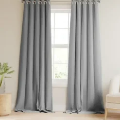 Curtains & Drapes-Kirkland's Home Linen Top Knotted Burlap Curtain Panel Set, 95 In. Tan