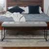 Benches & Ottomans-Kirkland's Home Linen Tufted Bench With Metal Base Gray
