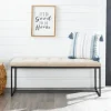Benches & Ottomans-Kirkland's Home Linen Tufted Bench With Metal Base Tan