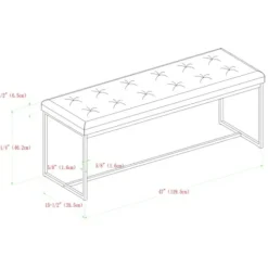 Benches & Ottomans-Kirkland's Home Linen Tufted Bench With Metal Base Tan