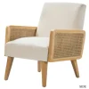Accent Chairs-Kirkland's Home Linen Upholstered Accent Chair Ivory