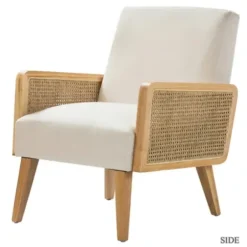 Accent Chairs-Kirkland's Home Linen Upholstered Accent Chair Ivory