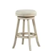 Bar Stools & Counter Height Stools-Kirkland's Home Linen Upholstered Swivel Bar Stool Ivory