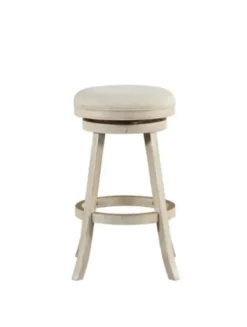 Bar Stools & Counter Height Stools-Kirkland's Home Linen Upholstered Swivel Bar Stool Ivory