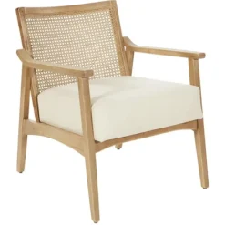 Accent Chairs-Kirkland's Home Linen Wash Cane Back Alina Armchair Ivory