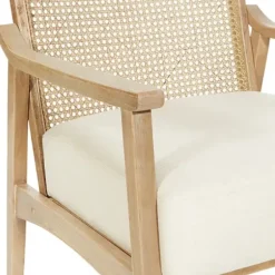 Accent Chairs-Kirkland's Home Linen Wash Cane Back Alina Armchair Ivory