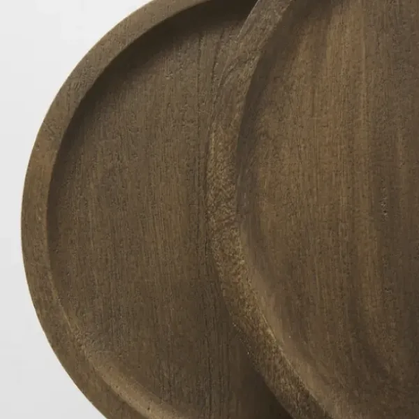 Accent & End Tables-Kirkland's Home Lipped Mango Wood Nesting Accent Tables, Set Of 2