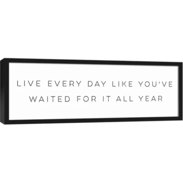 Wall Quotes & Signs-Kirkland's Home Live All Year Framed Canvas Wall Plaque Black/Orange/White