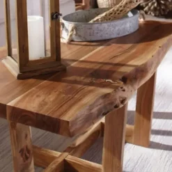 Coffee Tables-Kirkland's Home Live Edge Coffee Table With Crossed Legs, 42 In. Tan