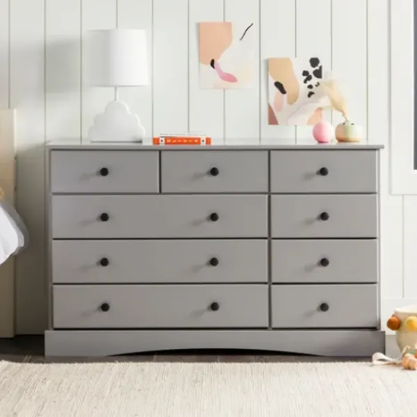 Dressers & Chests-Kirkland's Home Lola Cottage Frame Nine-Drawer Dresser Gray