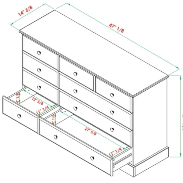 Dressers & Chests-Kirkland's Home Lola Cottage Frame Nine-Drawer Dresser Gray