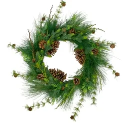 Wreaths-Kirkland's Home Long Needle Pine Christmas Wreath Green/Brown