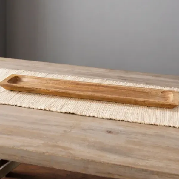 Decorative Trays-Kirkland's Home Long Wooden Decorative Tray Brown/White