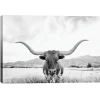 Canvas Art-Kirkland's Home Longhorn Giclee Canvas Art Print Black/White/Gray