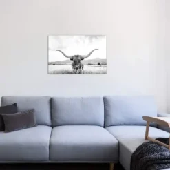 Canvas Art-Kirkland's Home Longhorn Giclee Canvas Art Print Black/White/Gray