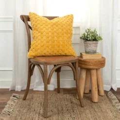 Pillows-Kirkland's Home Looped Cotton Throw Pillow Yellow