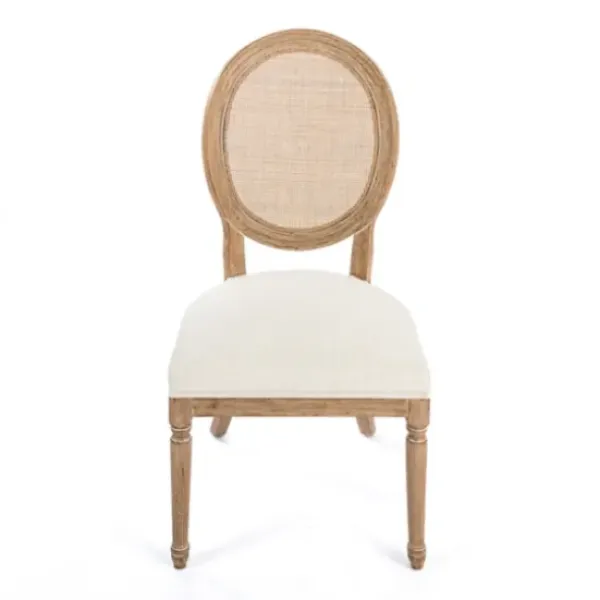 Dining Chairs-Kirkland's Home Louis Cane & Cream Upholstered Dining Chair Ivory