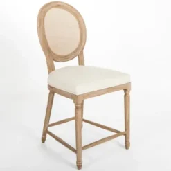 Bar Stools & Counter Height Stools-Kirkland's Home Louis Cane & Cream Upholstered Counter Stool Ivory