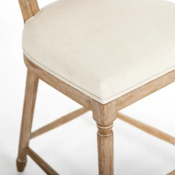 Bar Stools & Counter Height Stools-Kirkland's Home Louis Cane & Cream Upholstered Counter Stool Ivory