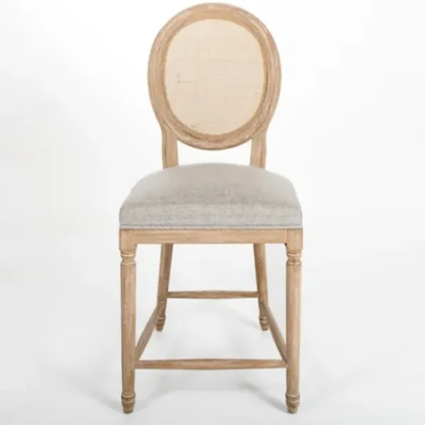 Bar Stools & Counter Height Stools-Kirkland's Home Louis Cane Upholstered Counter Stool Gray