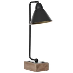 Table Lamps-Kirkland's Home Louis Matte Metal And Wood Table Lamp Black