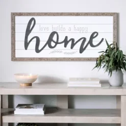 Wall Quotes & Signs-Kirkland's Home Love Builds A Happy Home Printed Wall Art Gray