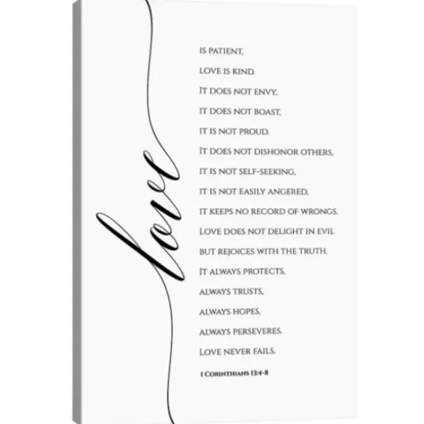 Wall Quotes & Signs-Kirkland's Home Love Is Corinthians 13:4-8 Canvas Art Print Black/White