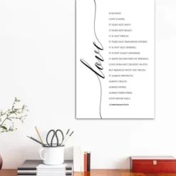 Wall Quotes & Signs-Kirkland's Home Love Is Corinthians 13:4-8 Canvas Art Print Black/White