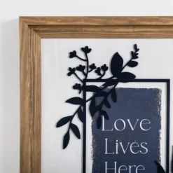 Wall Quotes & Signs-Kirkland's Home Love Lives Here Blue Greenery Wall Plaque Ivory/Blue