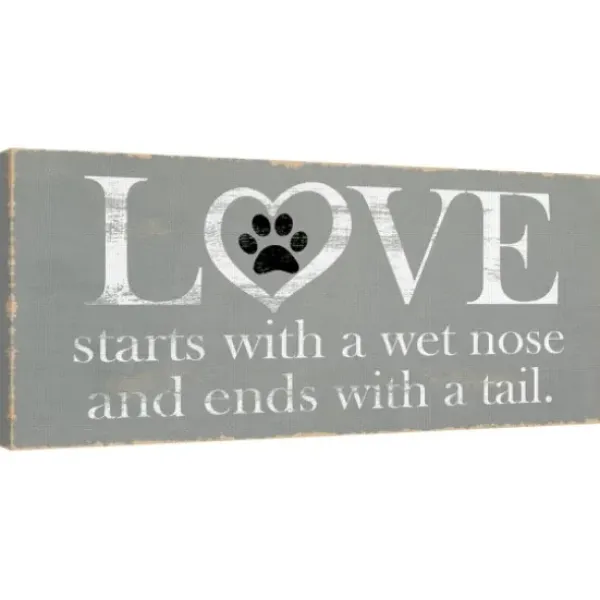 Wall Quotes & Signs-Kirkland's Home Love Starts With A Wet Nose Canvas Art Print Gray