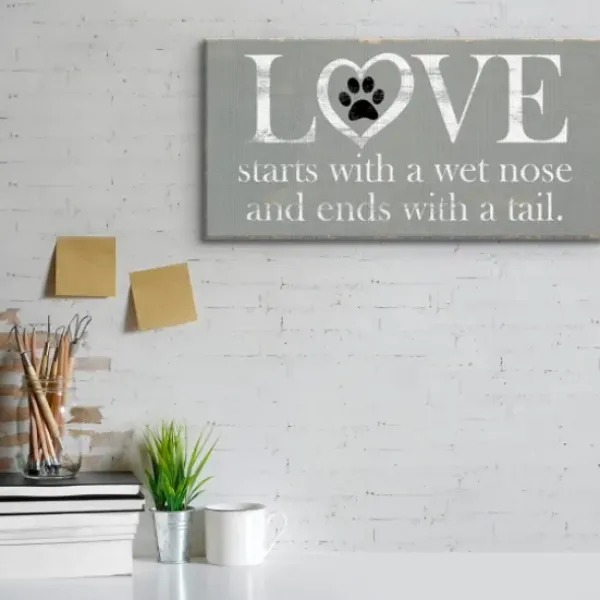 Wall Quotes & Signs-Kirkland's Home Love Starts With A Wet Nose Canvas Art Print Gray