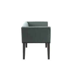 Benches & Ottomans-Kirkland's Home Low Back Flared Nailhead Trim Bench Blue